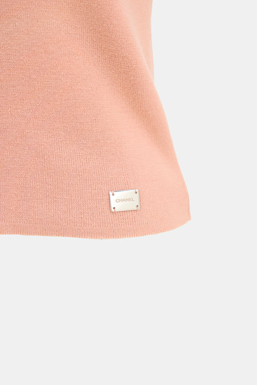Chanel SS 2002 Pink Cotton Knit Sleeveless Top