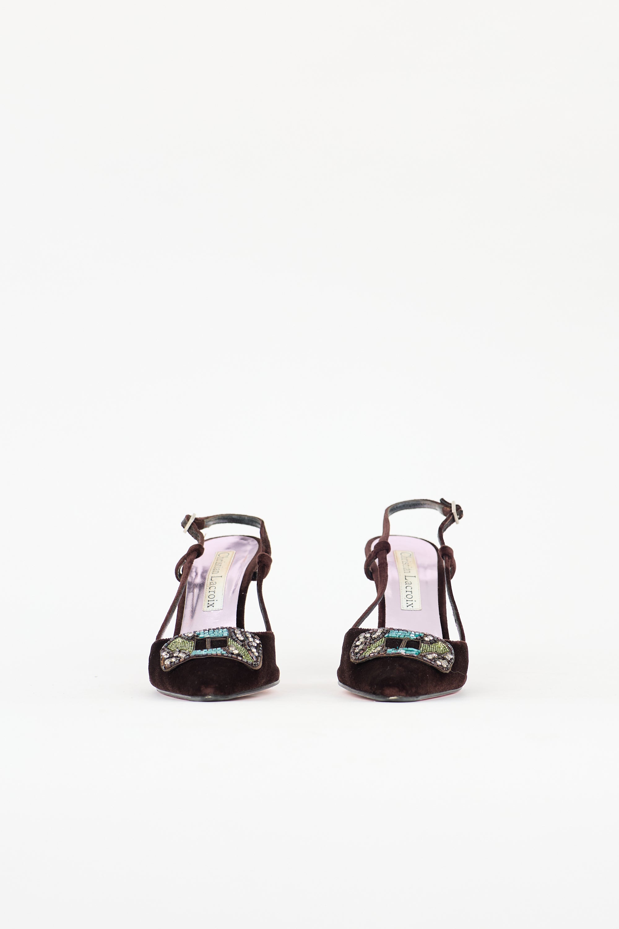 Christian Lacroix Velvet Beaded Slingback Pump