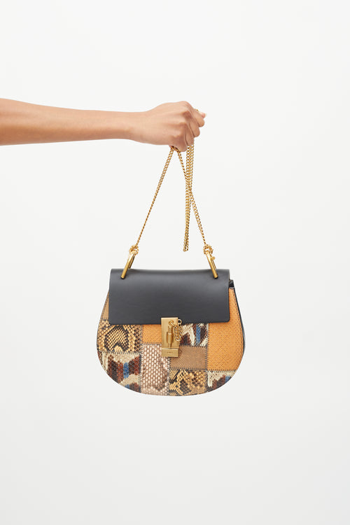 Chloé Black & Multi Embossed Leather Small Drew Crossbody Bag