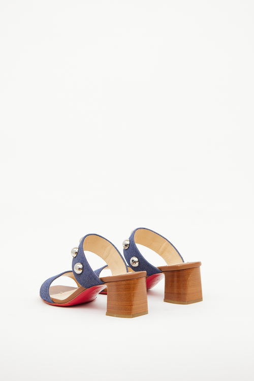 Denim & Silver-Tone Simple Bille Sandal Christian Louboutin