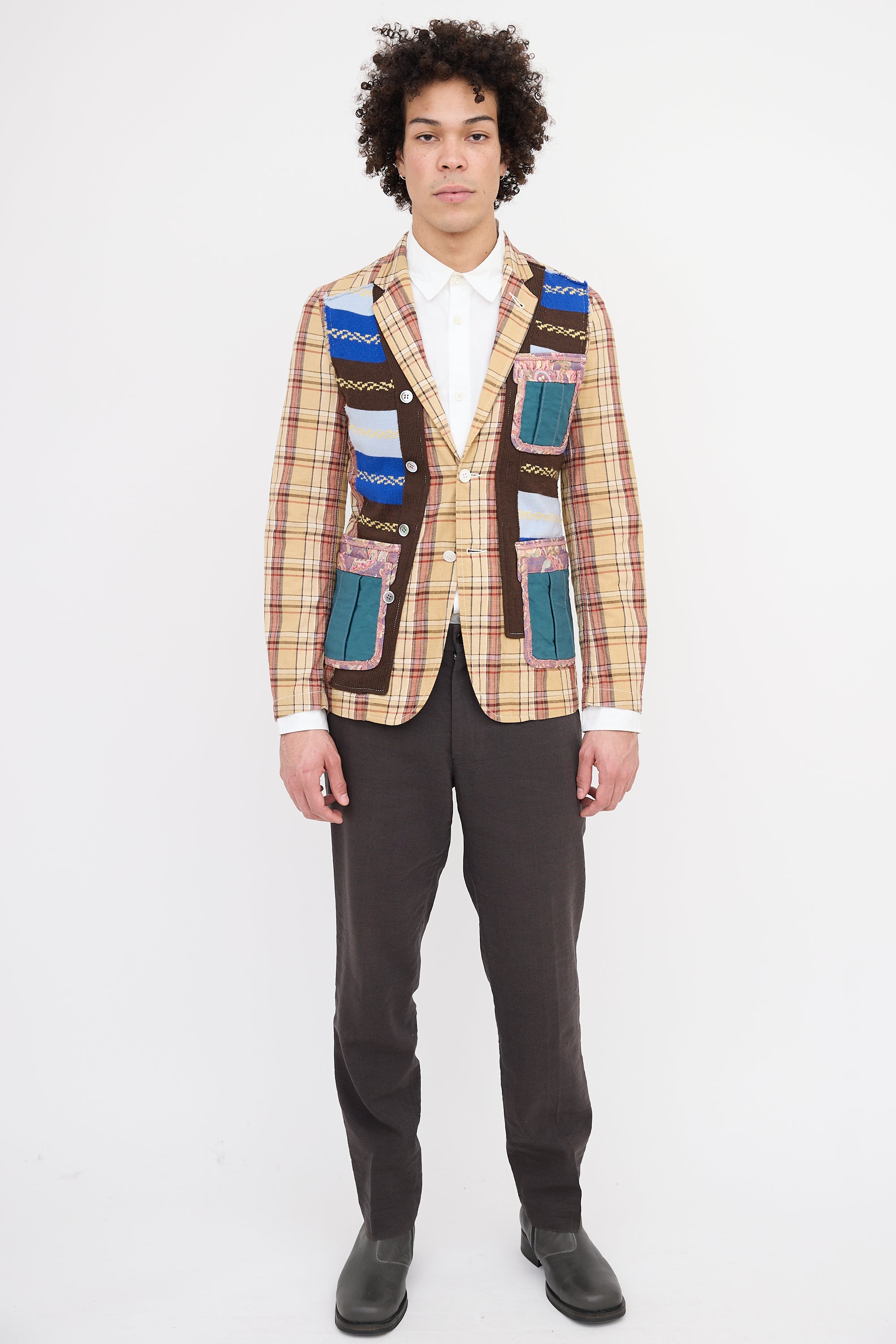 Comme des Garçons Homme Plus Plaid Patchwork Blazer