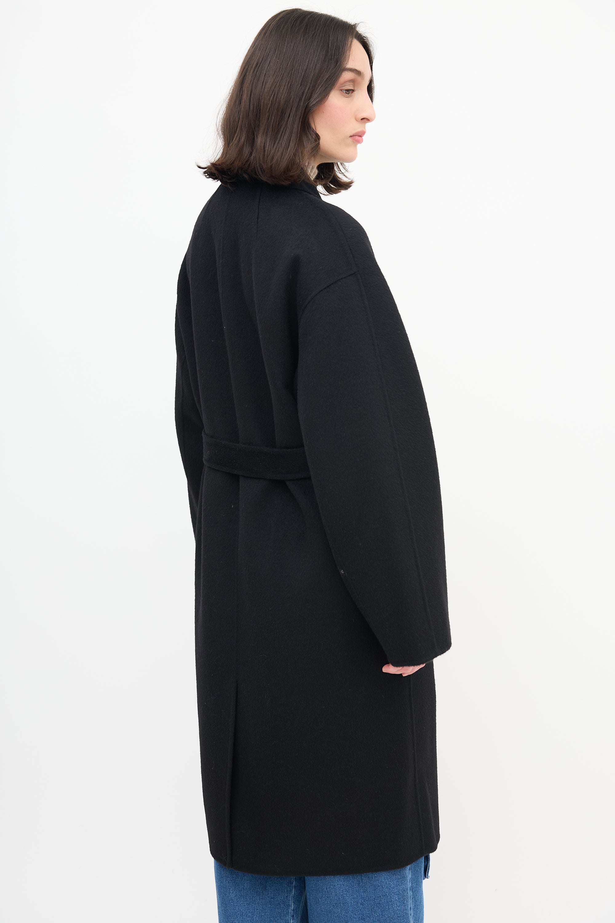COS Black Wool Double Breasted Coat