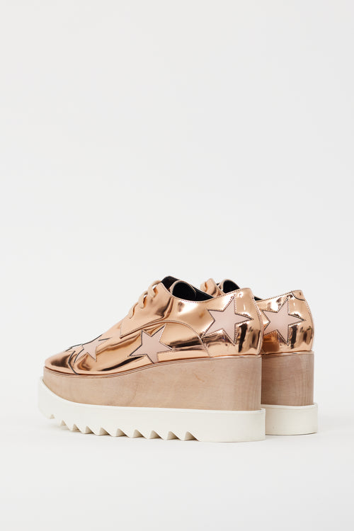 Stella McCartney Pink & White Faux Leather Elyse Metallic Platform Sneaker