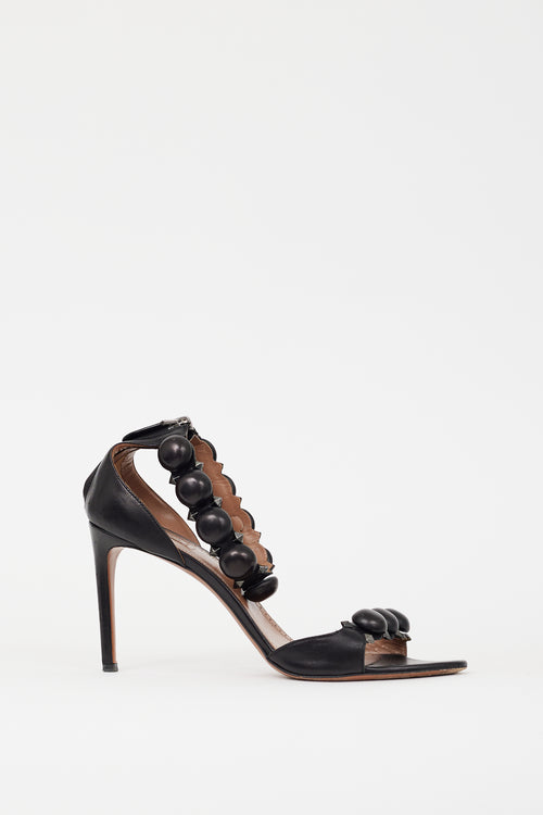 Alaïa Black & Silver Leather Bombe Sandal
