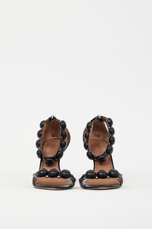 Alaïa Black & Silver Leather Bombe Sandal
