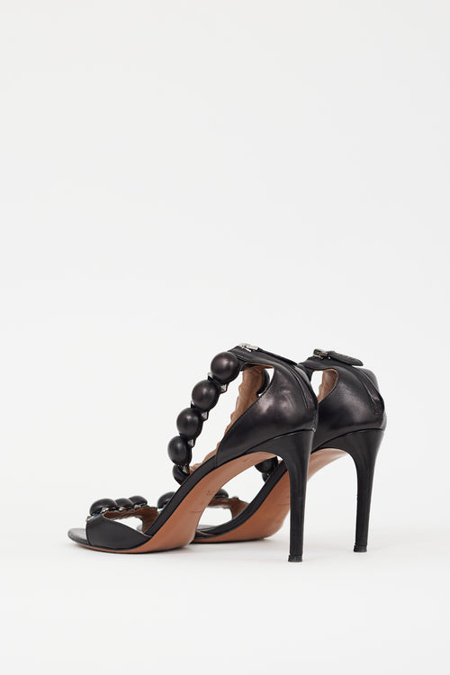 Alaïa Black & Silver Leather Bombe Sandal