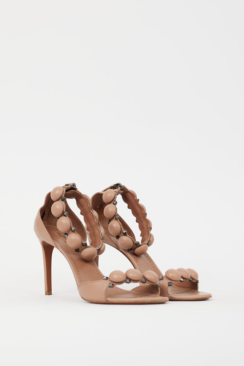 Alaïa Pink & Silver Leather Bombe Sandal