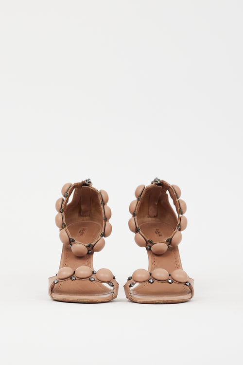 Alaïa Pink & Silver Leather Bombe Sandal