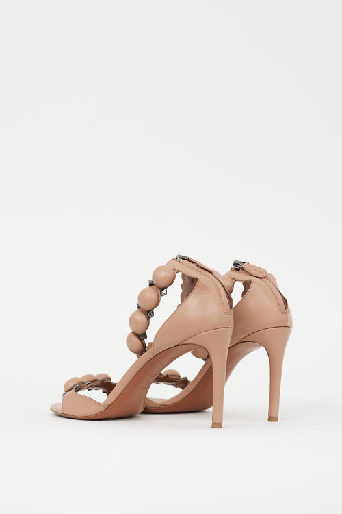 Alaïa Pink & Silver Leather Bombe Sandal