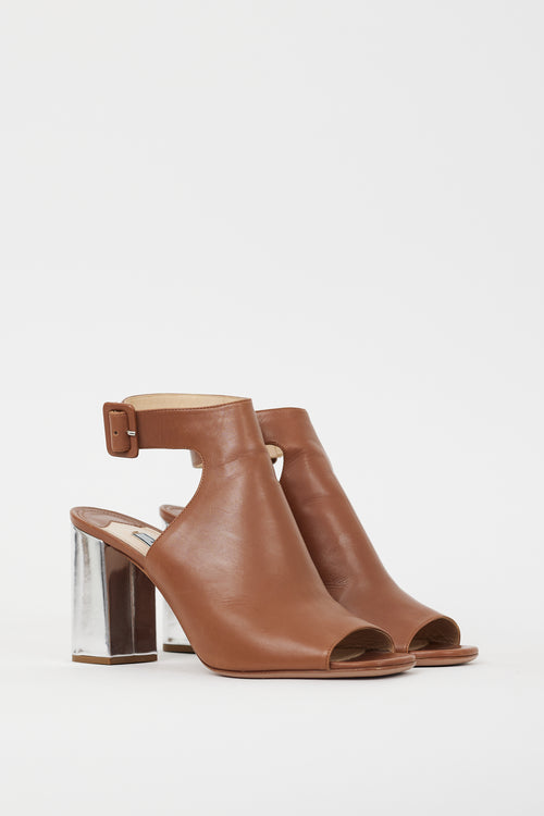 Prada Brown & Silver Metallic Sandal