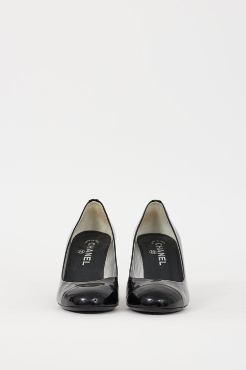 Chanel 2010 Black & Silver Patent CC Pump