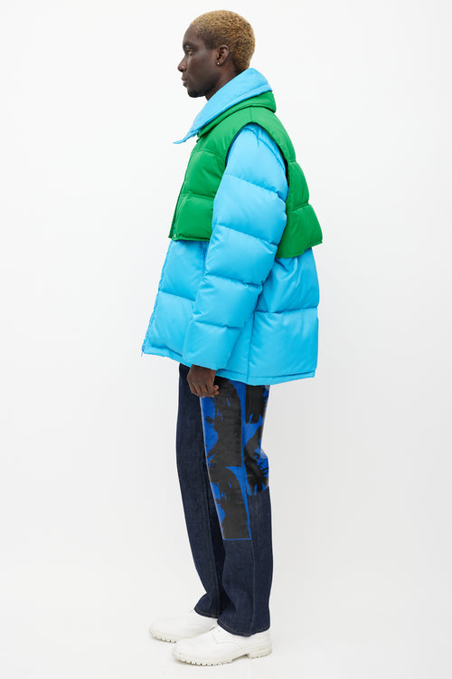 Calvin Klein 205W39NYC Blue & Green Down Oversized Jacket