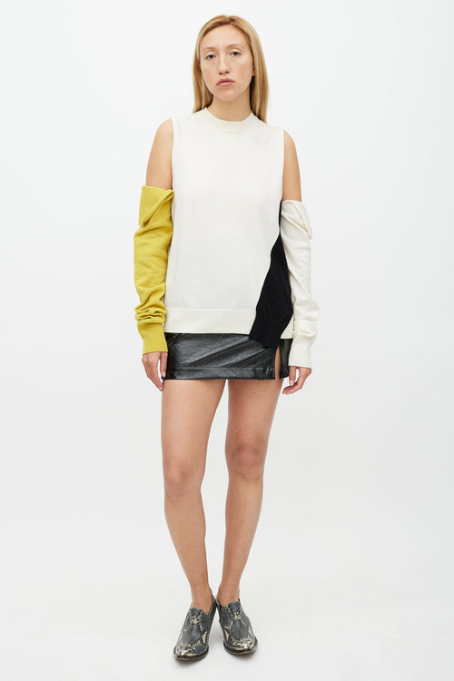 Calvin Klein 205W39NYC Cream & Multicolour Detachable Sleeve Wool Sweater