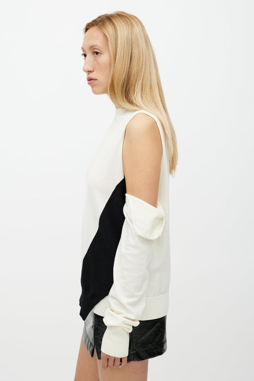 Calvin Klein 205W39NYC Cream & Multicolour Detachable Sleeve Wool Sweater