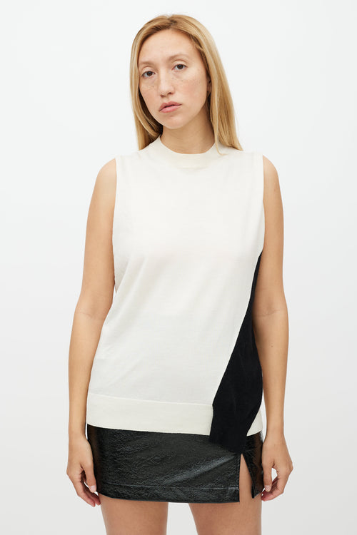 Calvin Klein 205W39NYC Cream & Multicolour Detachable Sleeve Wool Sweater