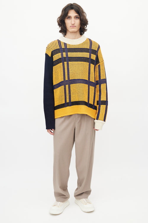 Calvin Klein 205W39NYC Yellow & Navy Shaker Knit Sweater