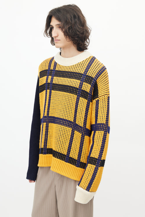 Calvin Klein 205W39NYC Yellow & Navy Shaker Knit Sweater