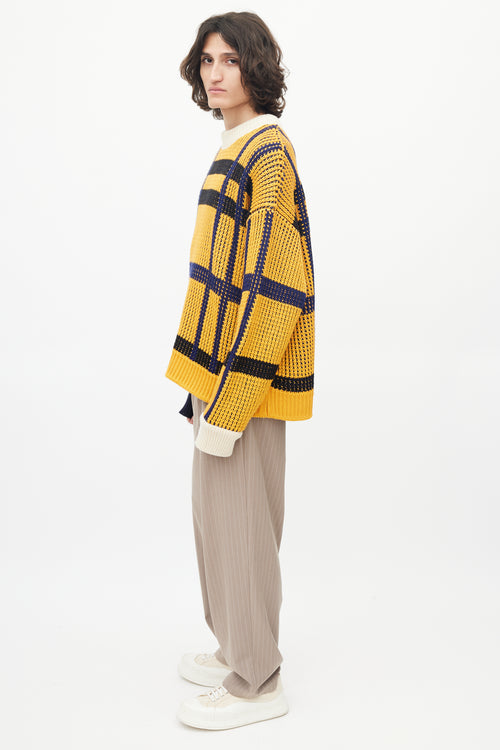 Calvin Klein 205W39NYC Yellow & Navy Shaker Knit Sweater