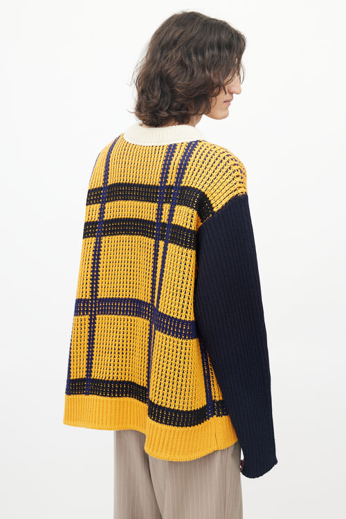 Calvin Klein 205W39NYC Yellow & Navy Shaker Knit Sweater