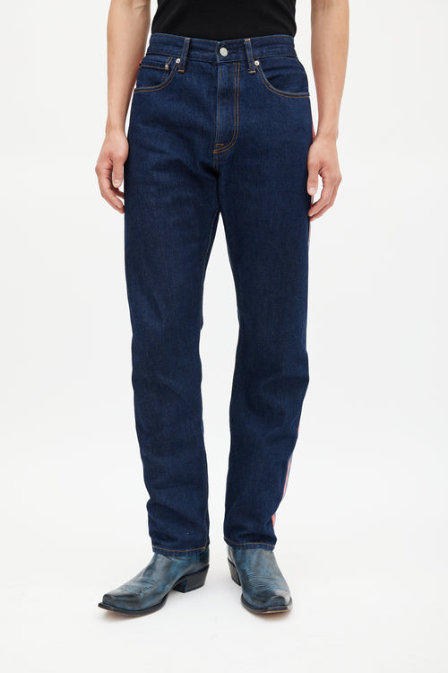 Calvin Klein Jeans Navy & Red CKJ035 Dark Wash Striped Jeans