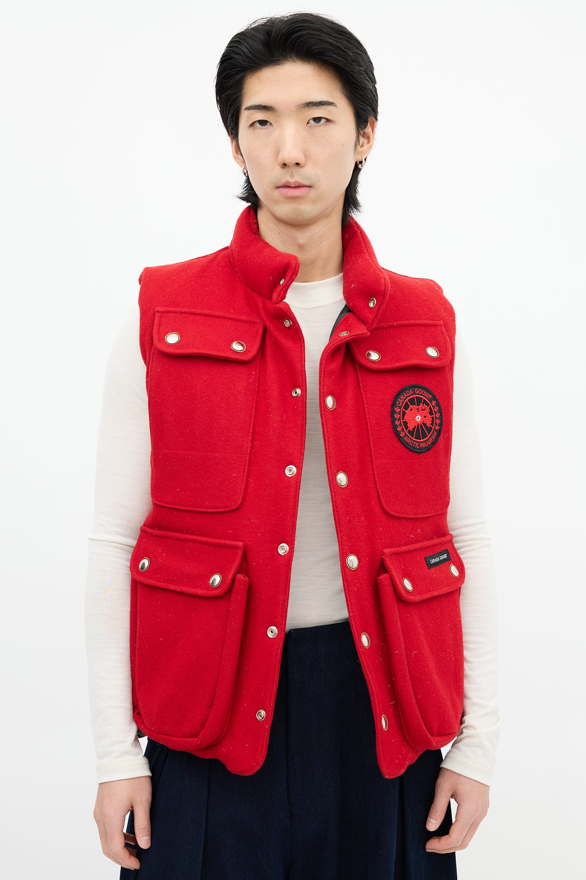 Canada Goose Red Down & Wool Cargo Pocket Vest