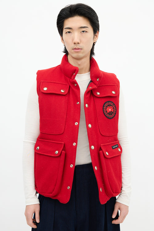 Canada Goose Red Down & Wool Cargo Pocket Vest
