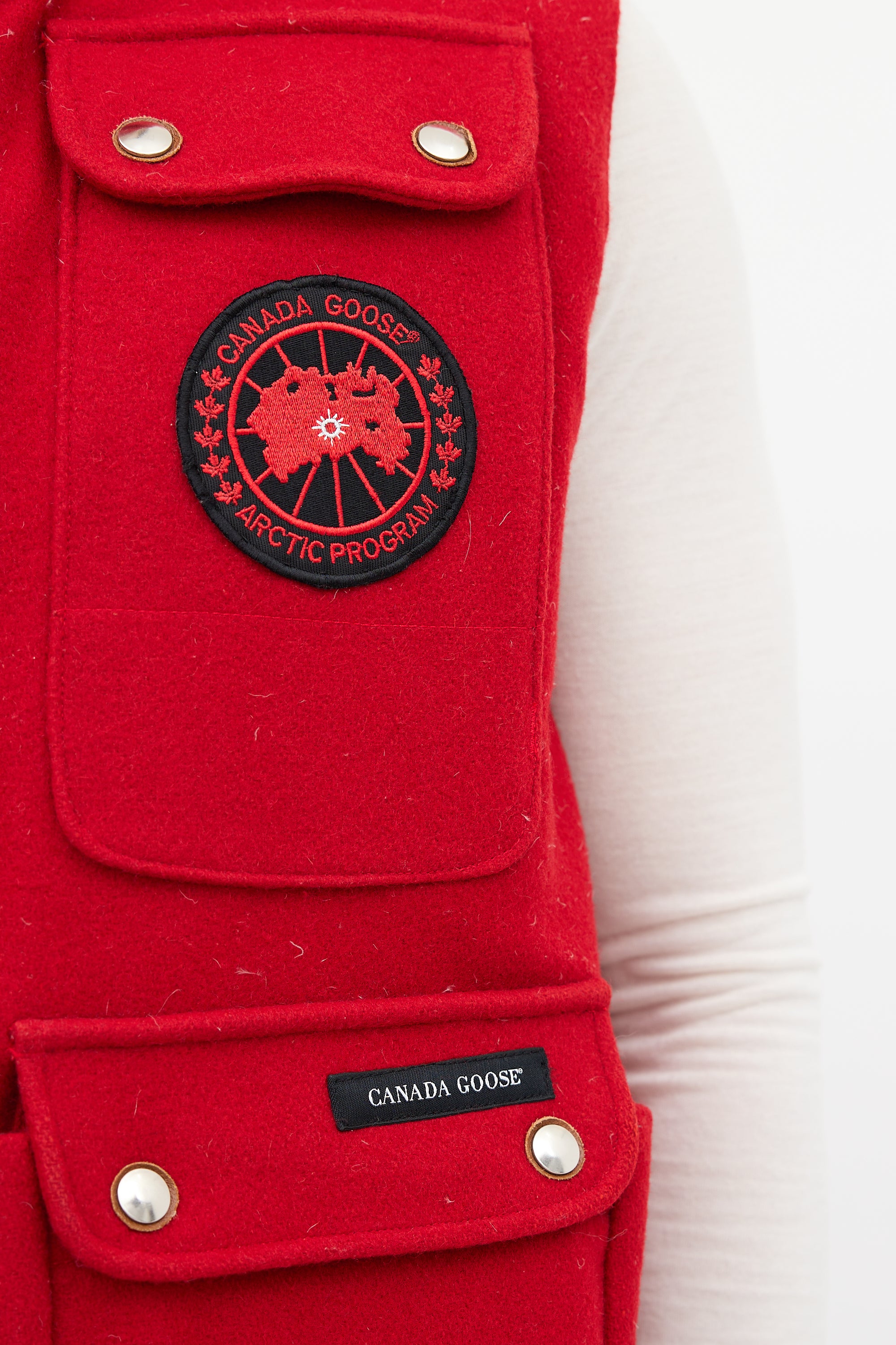 Canada Goose Red Down & Wool Cargo Pocket Vest