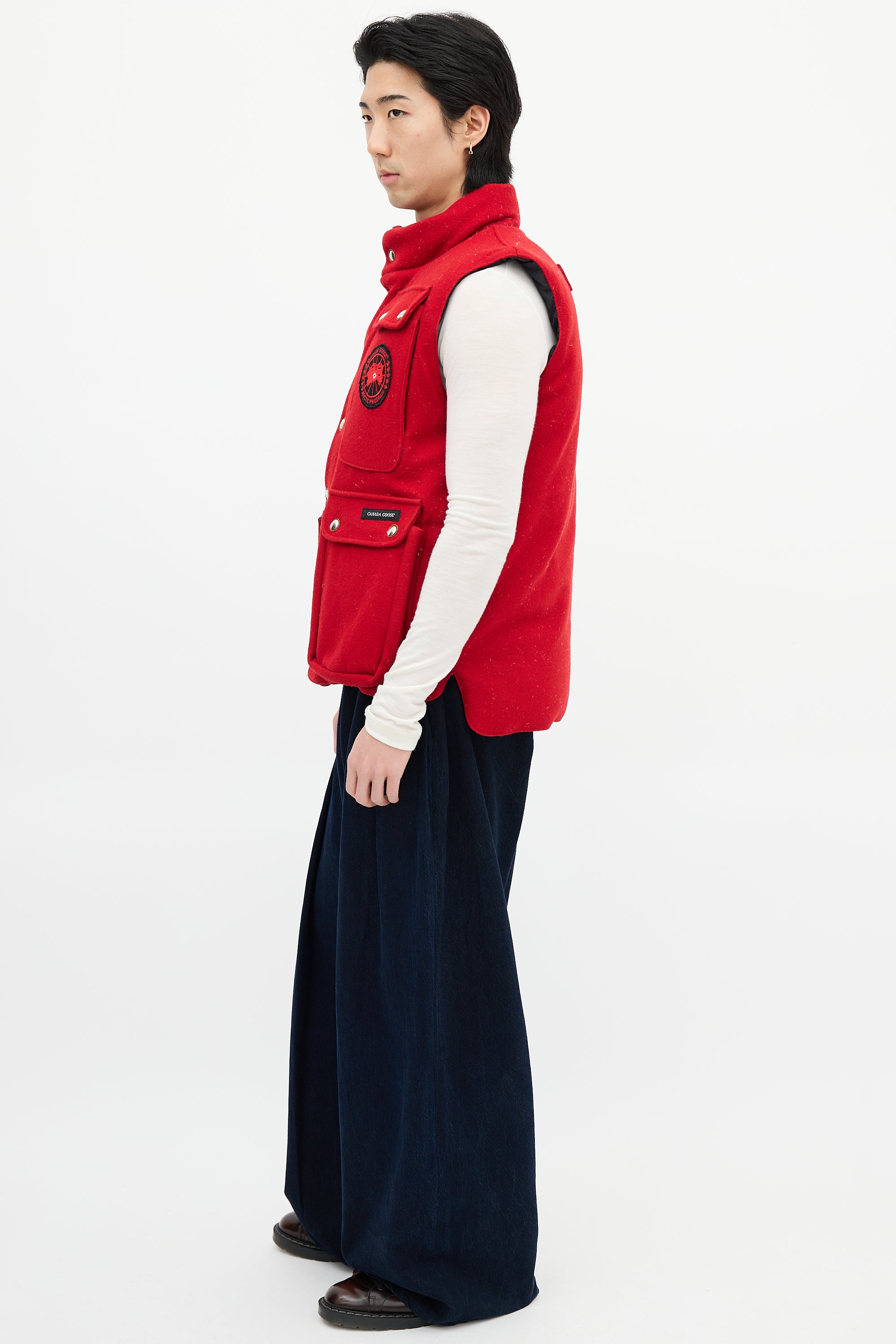 Canada Goose Red Down & Wool Cargo Pocket Vest