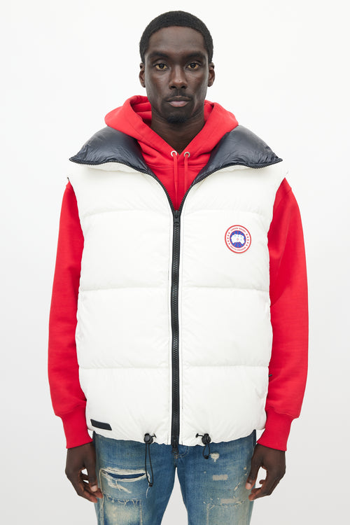 Canada Goose X Angel Chen White & Navy Bayan Reversible Down Vest