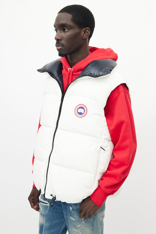 Canada Goose X Angel Chen White & Navy Bayan Reversible Down Vest