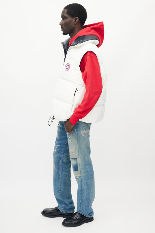 Canada Goose X Angel Chen White & Navy Bayan Reversible Down Vest