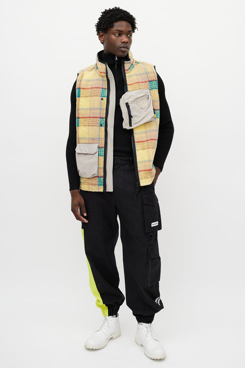 Canada Goose X Union Yellow & Multicolour Plaid Fleece Vest