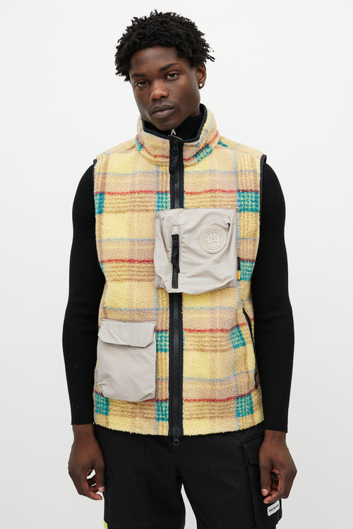 Canada Goose X Union Yellow & Multicolour Plaid Fleece Vest