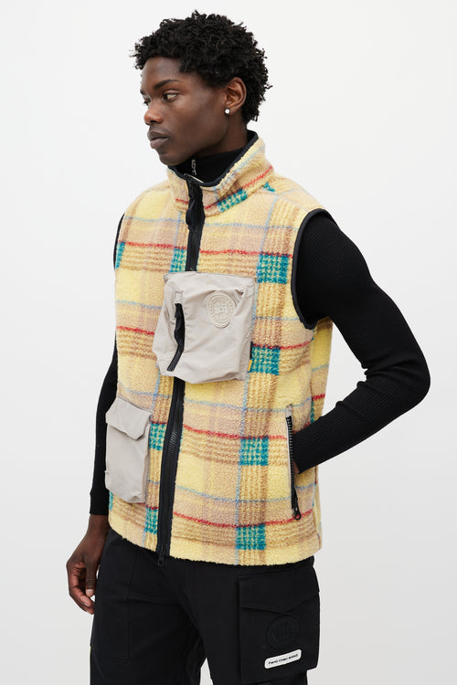Canada Goose X Union Yellow & Multicolour Plaid Fleece Vest