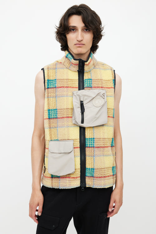 Canada Goose x Union Yellow & Multicolour Plaid Fleece Vest