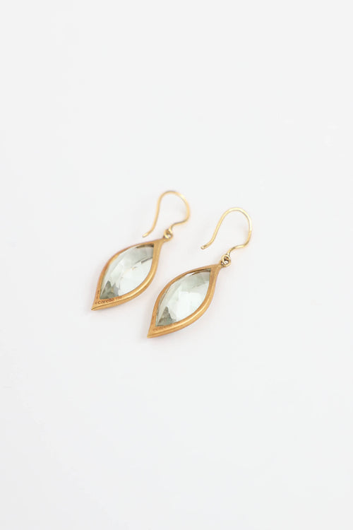 Carelle 18K Yellow Gold Green Amethysts Drop Earrings