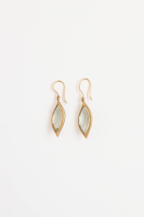 Carelle 18K Yellow Gold Green Amethysts Drop Earrings