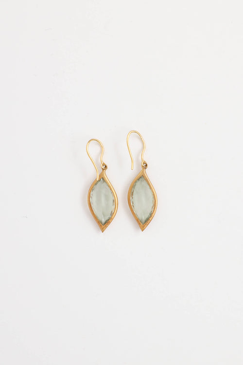 Carelle 18K Yellow Gold Green Amethysts Drop Earrings
