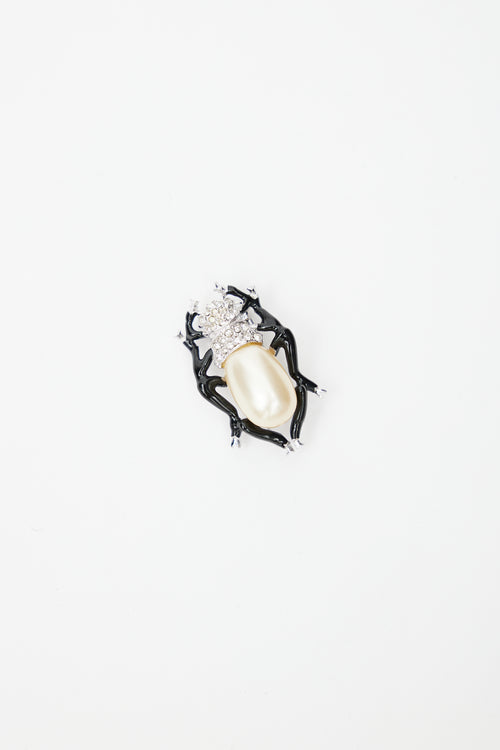 Carole Tanenbaum Vintage for VSP 1940s Silver & Pearl Embellished Brooch