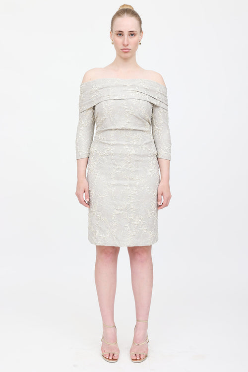Carolina Herrera Textured Off Shoulder Dress