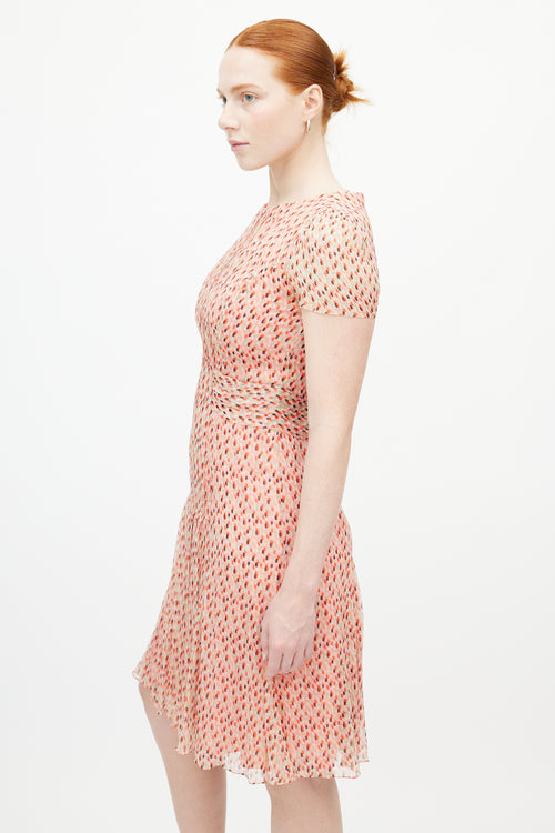 Carolina Herrera Pink & Multicolour Polka Dot Pleated Dress