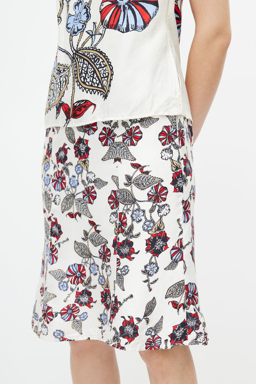 Carolina Herrera White & Multi Floral  Dress