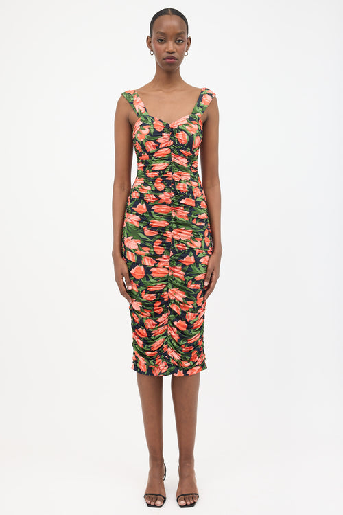 Carolina Herrera Midnight Tulip Ruched Dress