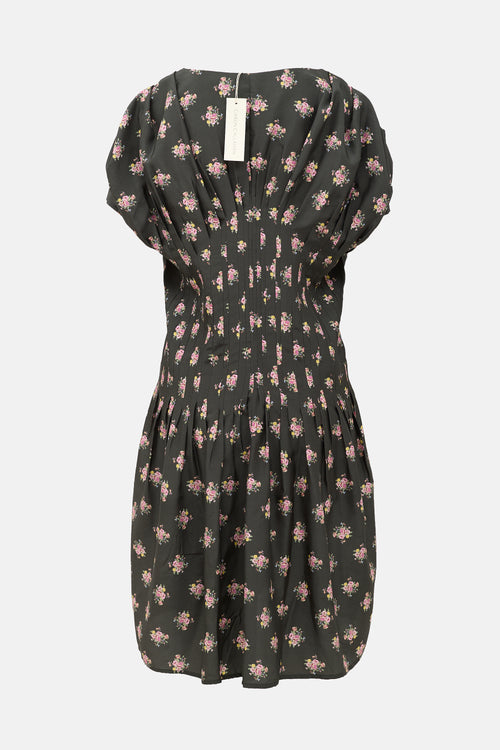 Caron Callahan Silk Floral Dress