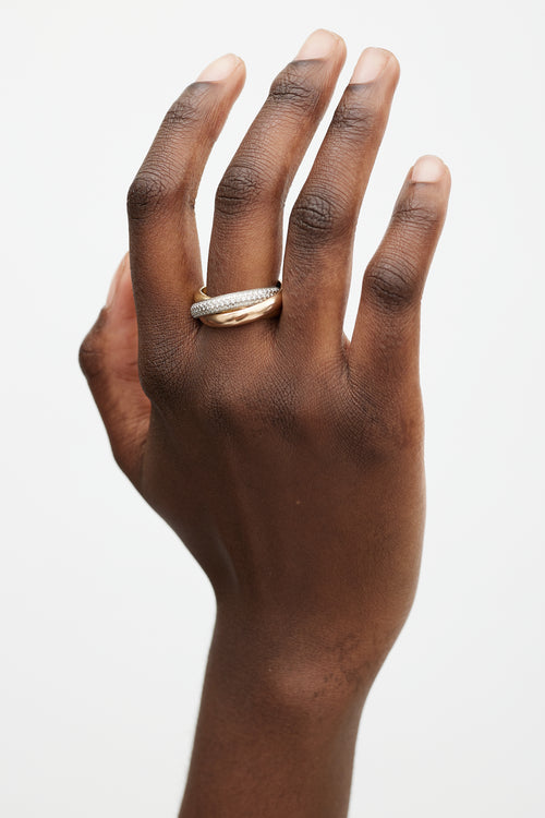 Cartier 18K Tricolour Gold & Diamond Trinity Ring