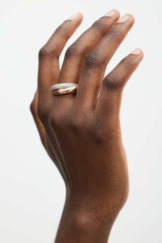 Cartier 18K Tricolour Gold & Diamond Trinity Ring