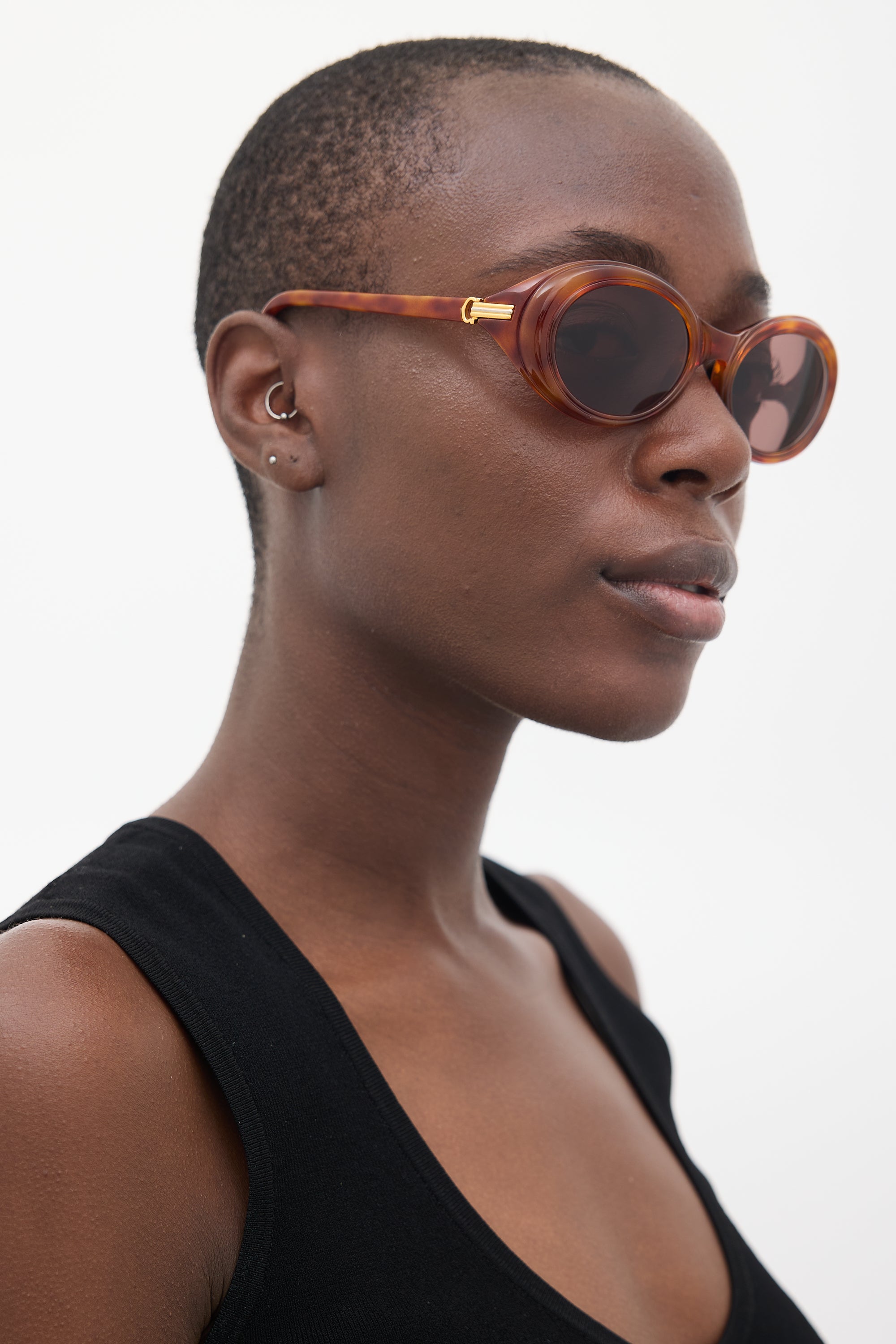 Cartier Brown Frisson Oval Sunglasses