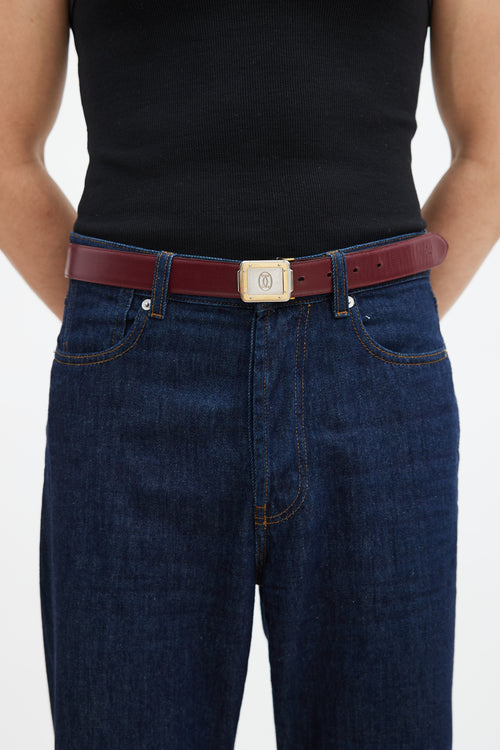 Cartier Burgundy & Black Must de Cartier Belt