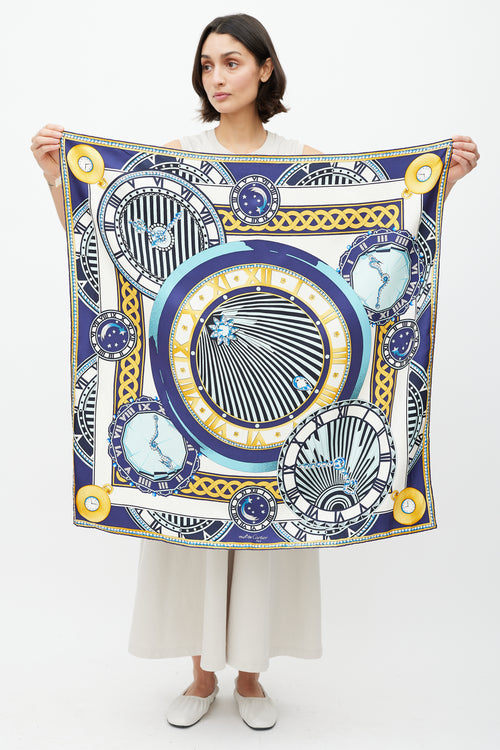 Cartier Blue & Multicolour Sundial Scarf