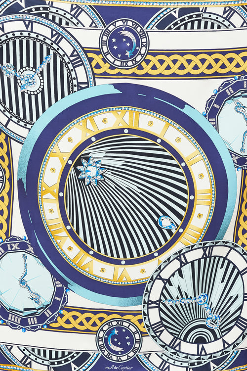 Cartier Blue & Multicolour Sundial Scarf